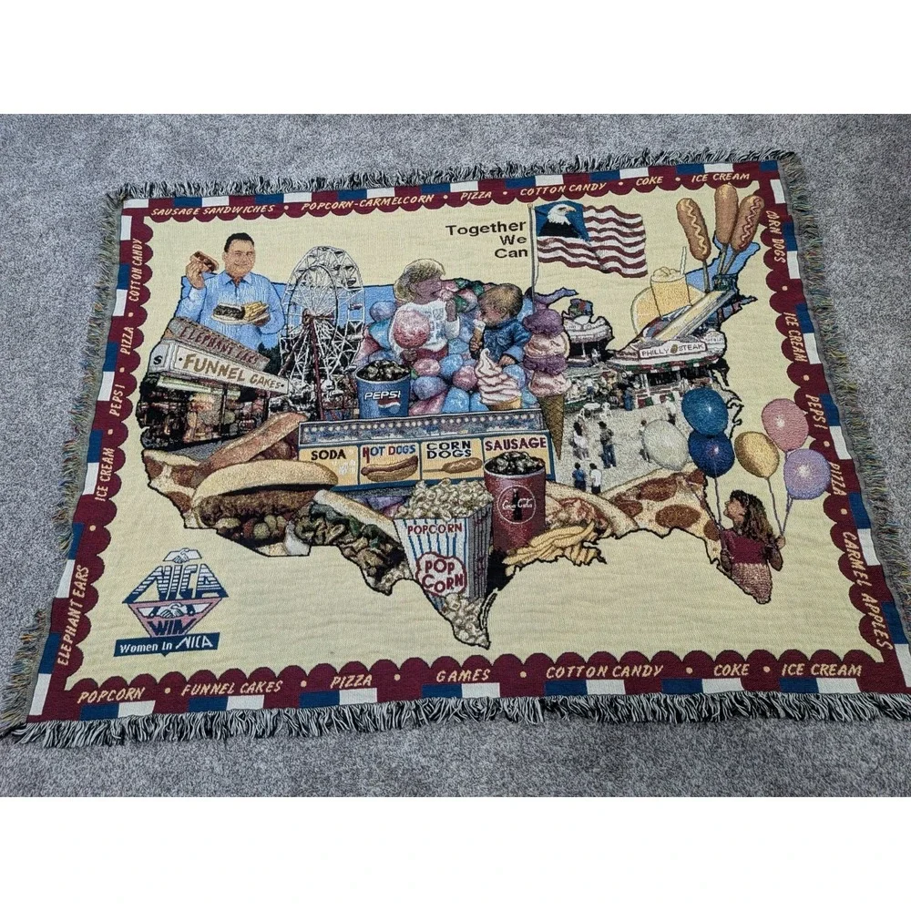Tapestry Throw Blanket Featuring Sites from the State Fairs Across US 64x49